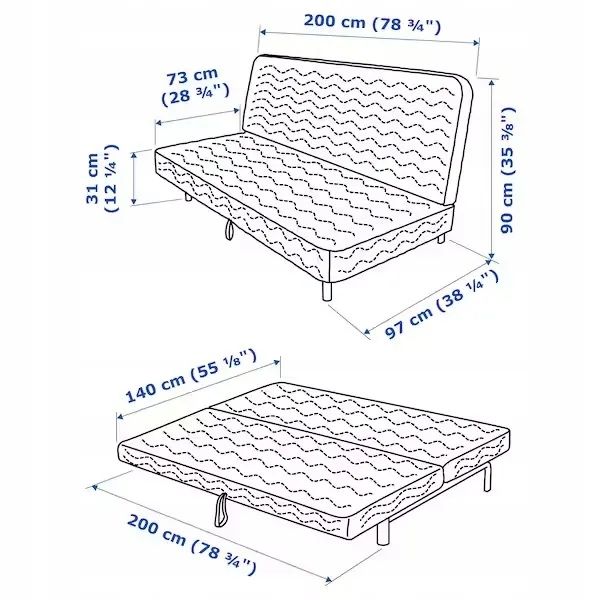 IKEA NYHAMN rozkładana sofa + pojemnik | Szary Beż