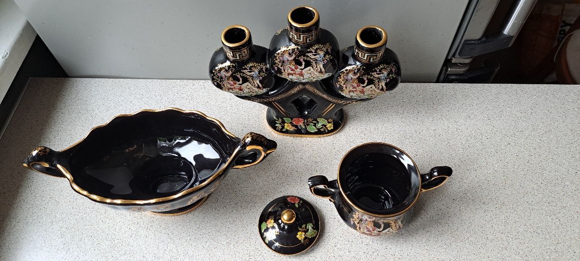 Porcelana grecka  Agora hand made czarno- złota