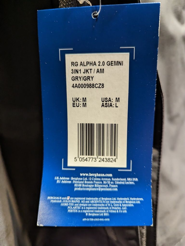 Berghaus RG Alpha 2.0 3in1 kurtka trekkingowa+polar M