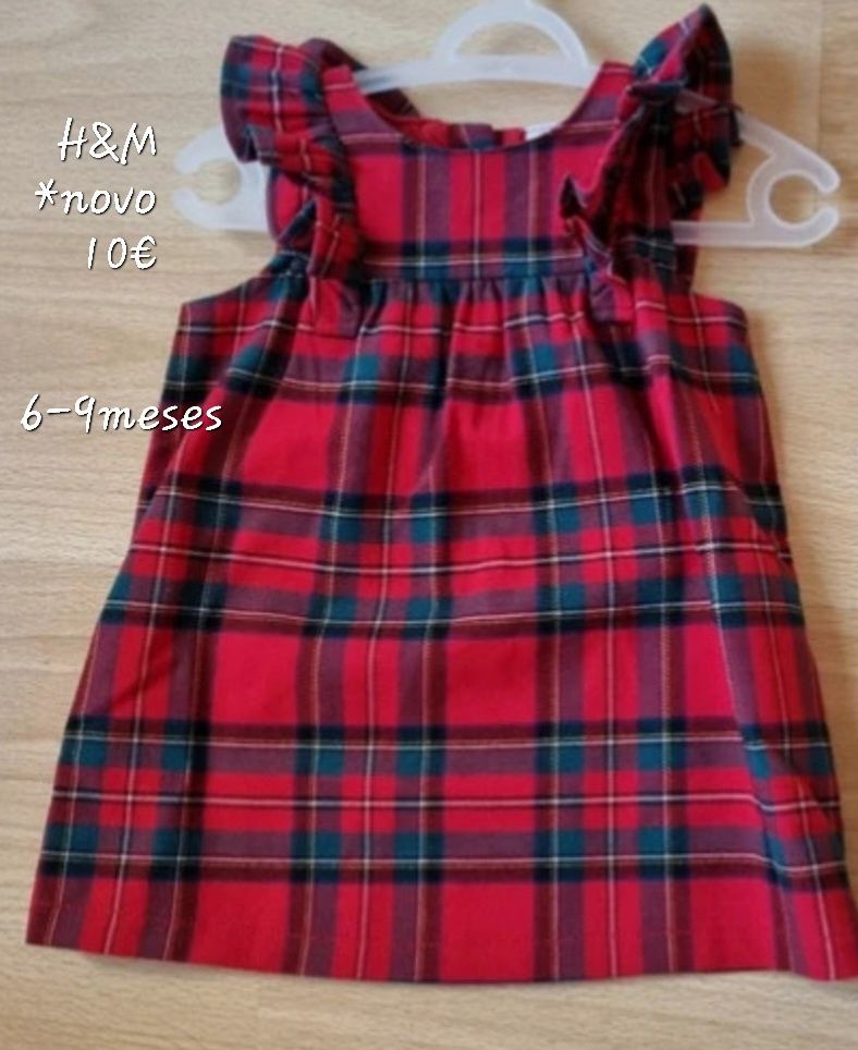 Vestido vermelho xadrez bebé 4-6 meses