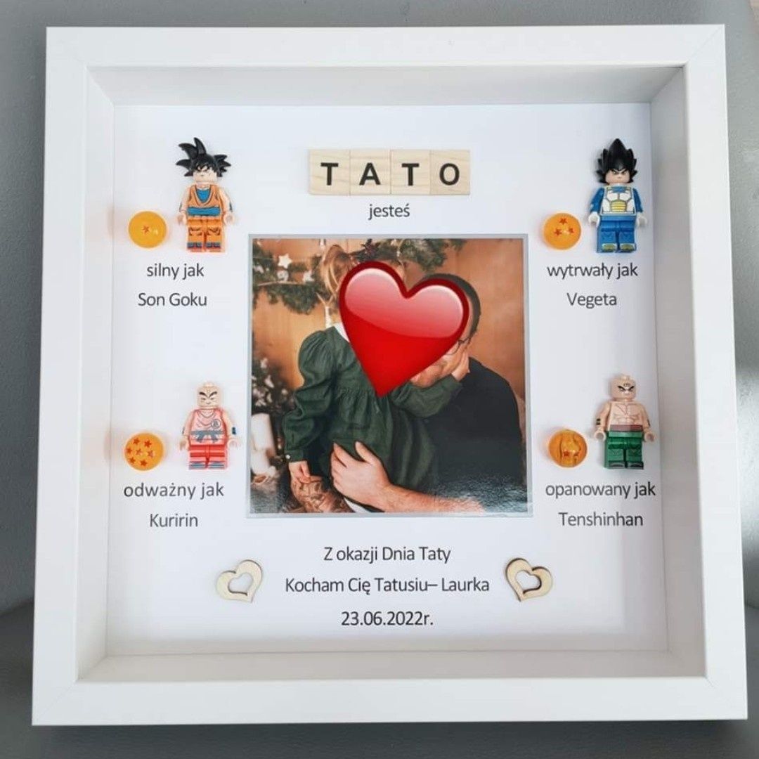 Ramka na dzień taty Dragon Ball superbohaterowie ze zdjęciem prezent