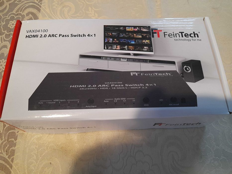 FeinTech VAX04100 Przełącznik HDMI 2.0 4K HDR 18Gbit/s HDCP 2.2 Dolby