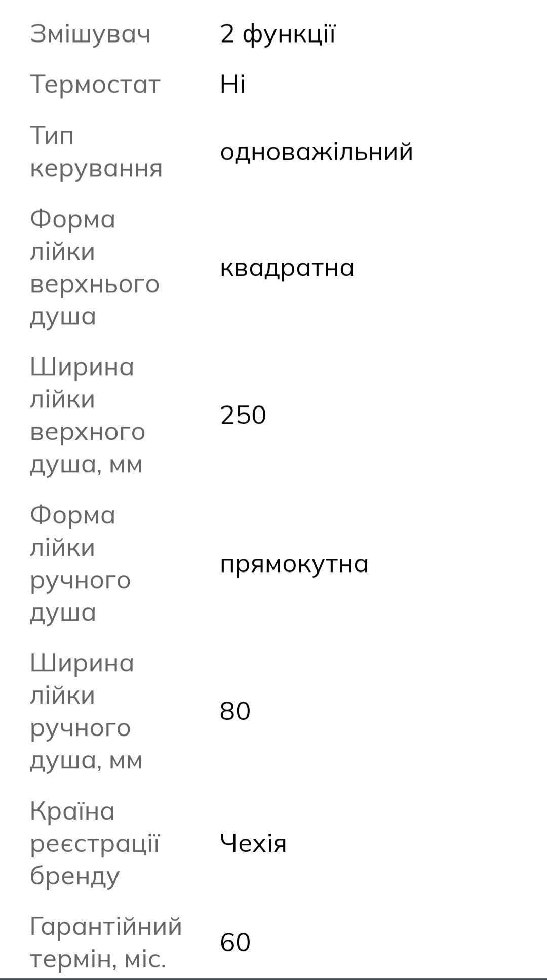 Змішувач для душу. IMPRESE