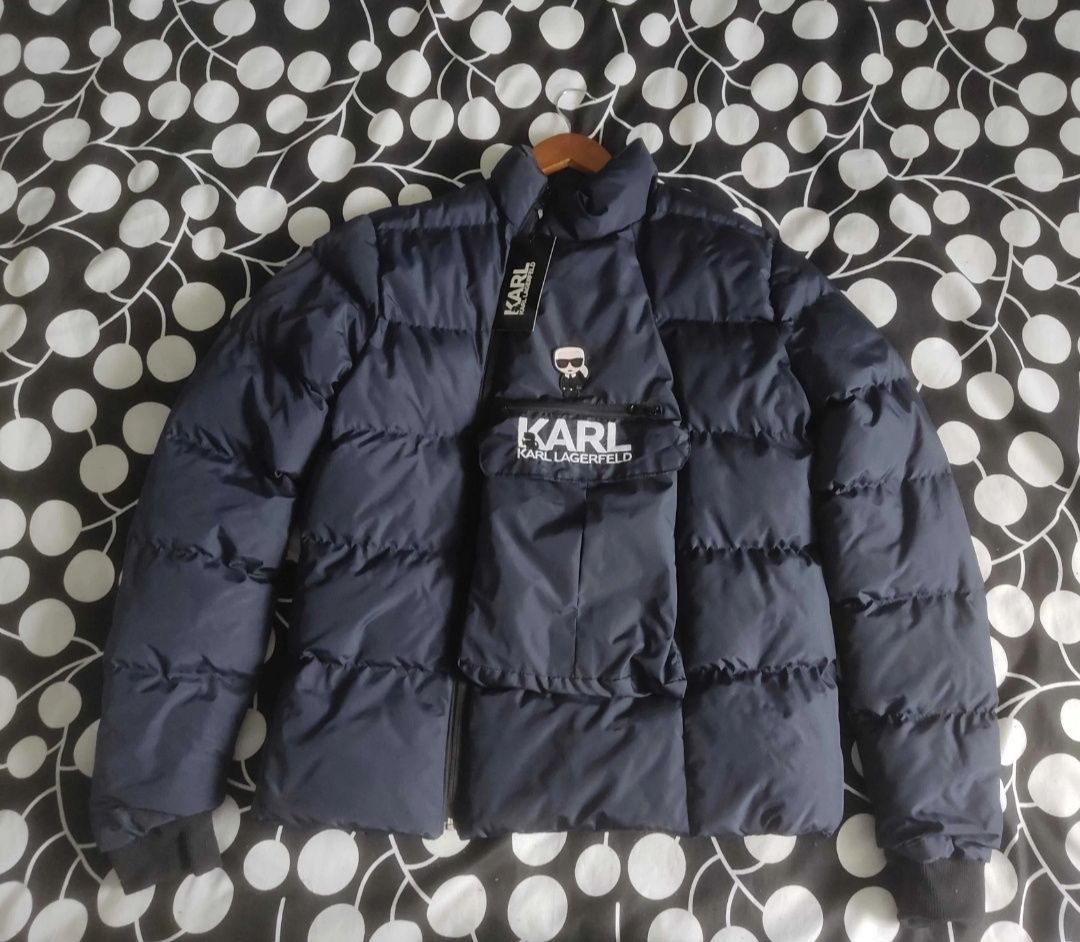 NOWA kurtka zimowa KARL ciepła puchowa M/L granatowa unisex męska