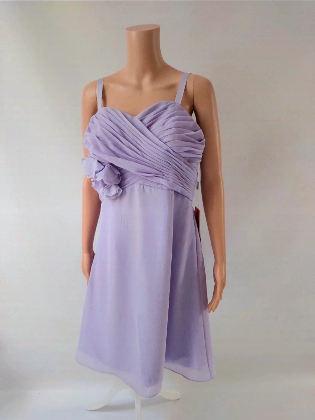 Nowa liliowa jasno fioletowa sukienka na ramiączkach koktajlowa XL xxl