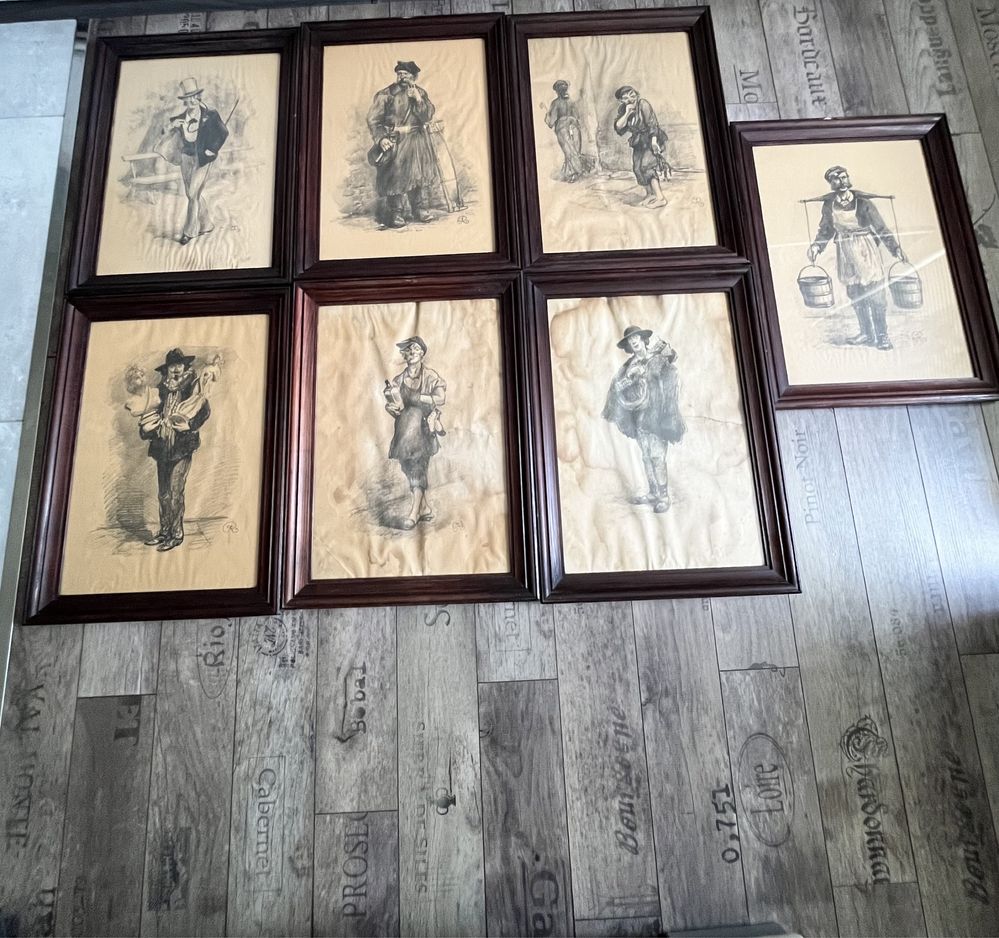 Józef Rapacki Druciarz 1926 litografia obraz w ramie