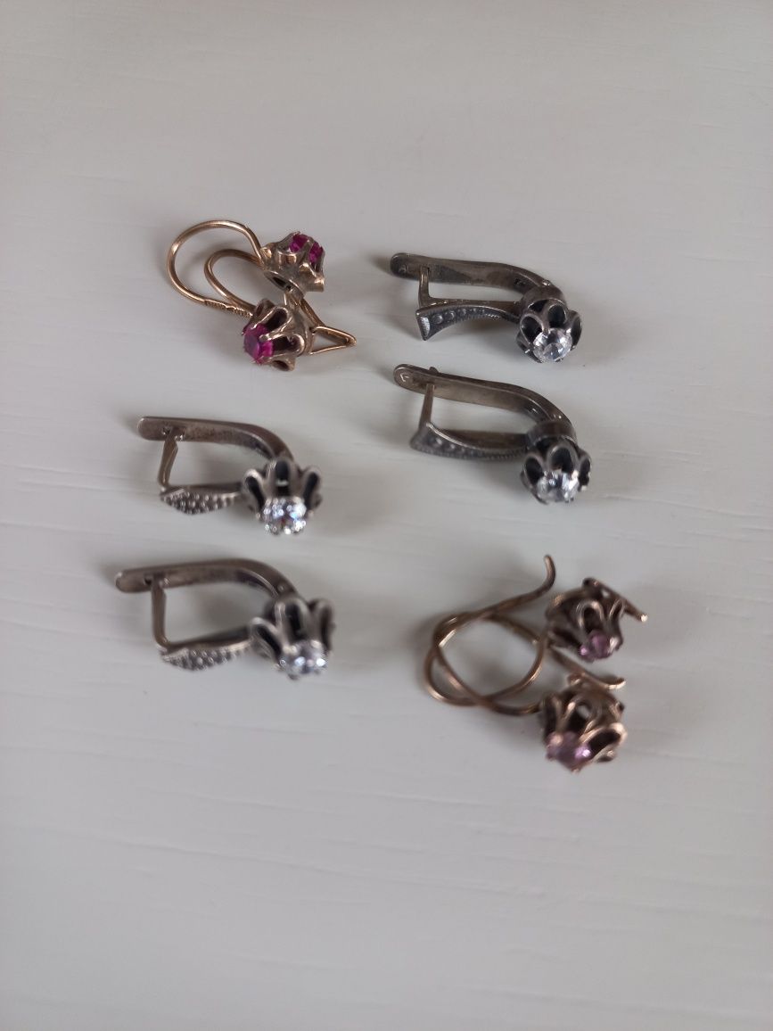 Серьги серебро 875проба звезда