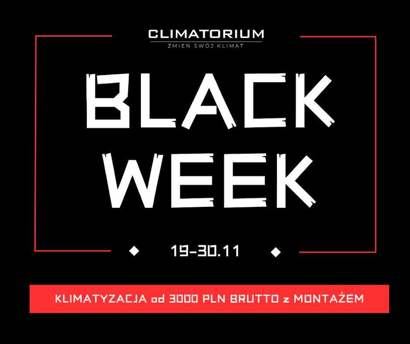Klimatyzacja 3,4kW wraz z montażem A++ 2900zł [Oferta BLACK WEEK!]