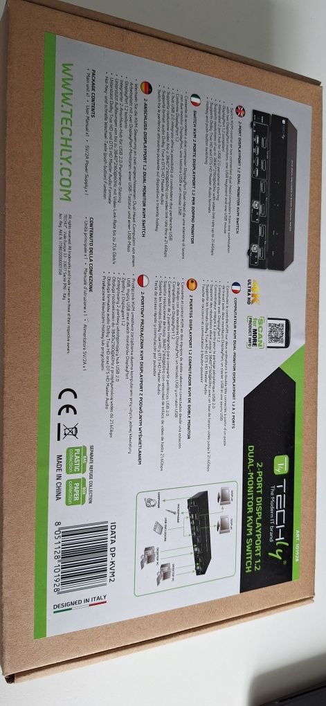 Techly IDATA DP-KVM2 przełącznik KVM Czarny