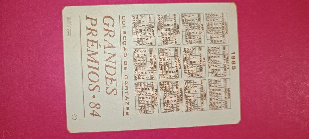 Antiga Coleção calendários de bolso cartazes da fórmula 1