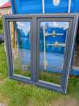 Okno 137x144 antracyt dwukwaterowe rozwierno uchylne plastikowe