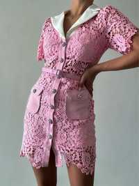Платье ажурное розовое
