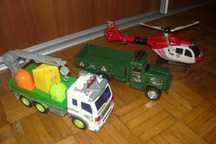 śmieciarka z dźwiękiem - Ciężarówka Wojskowa - Helikopter -  Zestaw