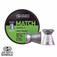 Caixa com 500 chumbos JSB Diabolo Match 4,49mm 0,475g para competição