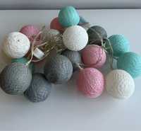 Lampki girlanda świetlna cotton balls w pastelowych kolorach