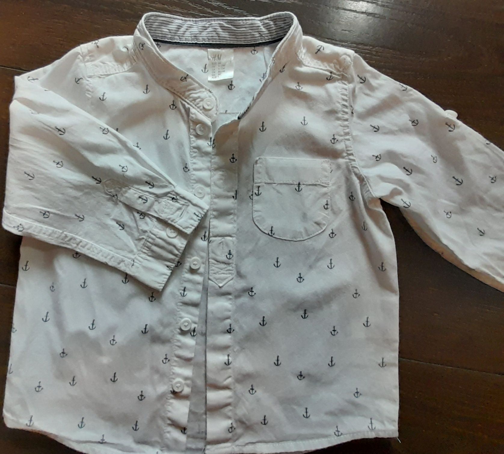 Komplet koszula spodnie dla chłopca H&M rozm. 80  kotwice