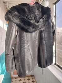 Куртка кожаная с мехом тёплая