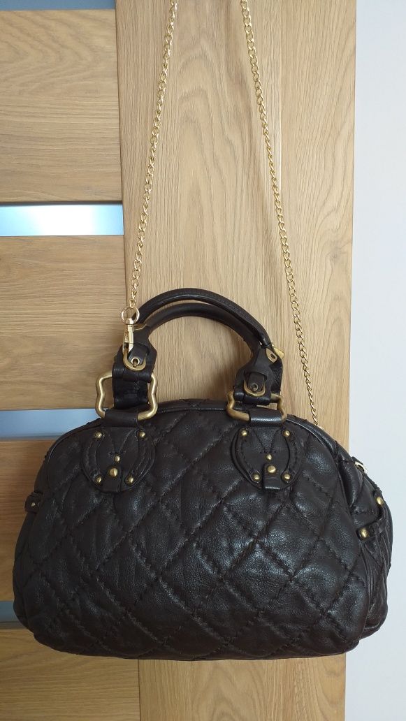 INNUE MAŁA oryginalna skóra naturalna torebka kuferek crossbody brąz