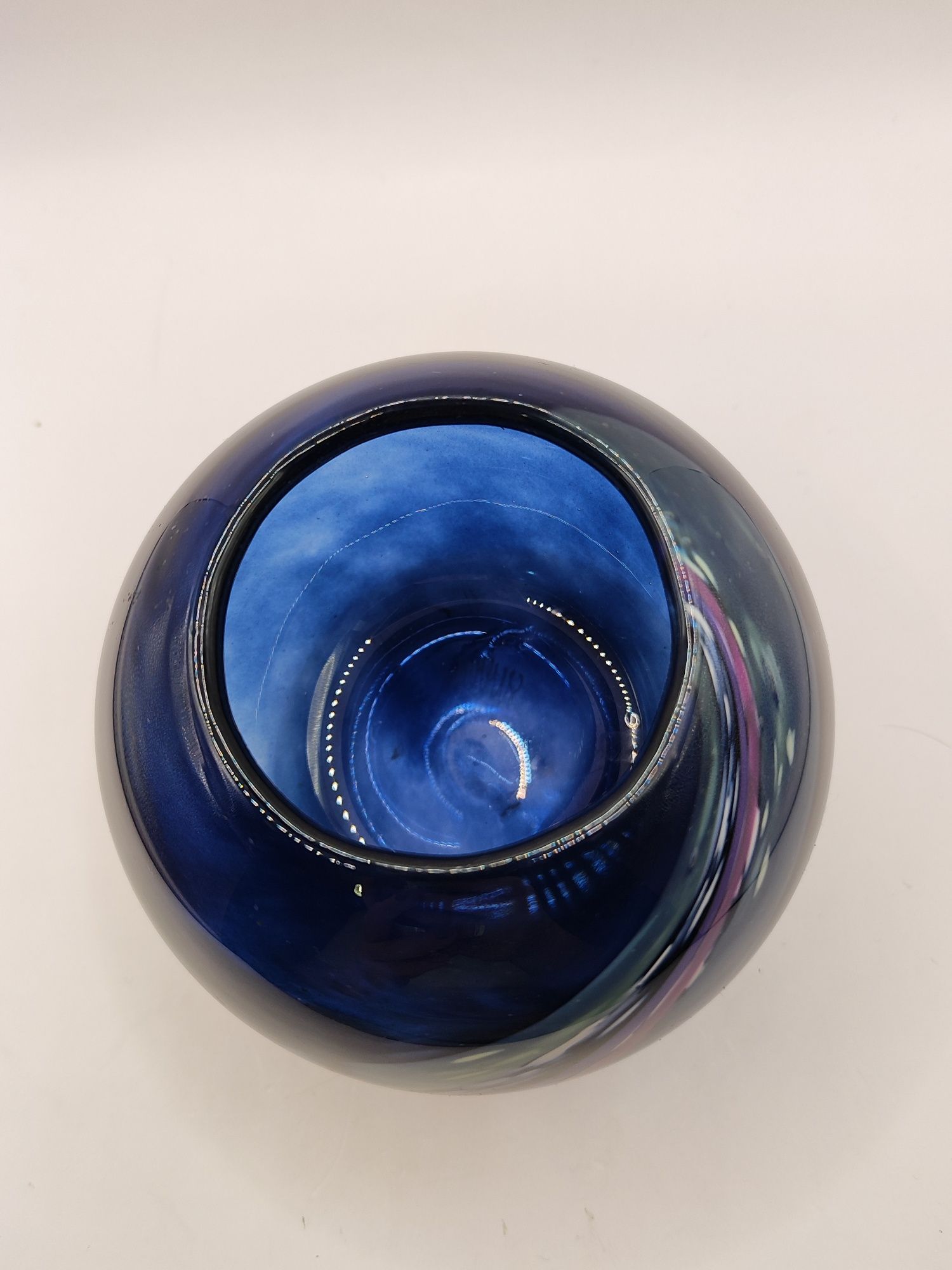 Szklany wazon wzory szkło kolor kobaltowy Vintage kula ozdoba prezent