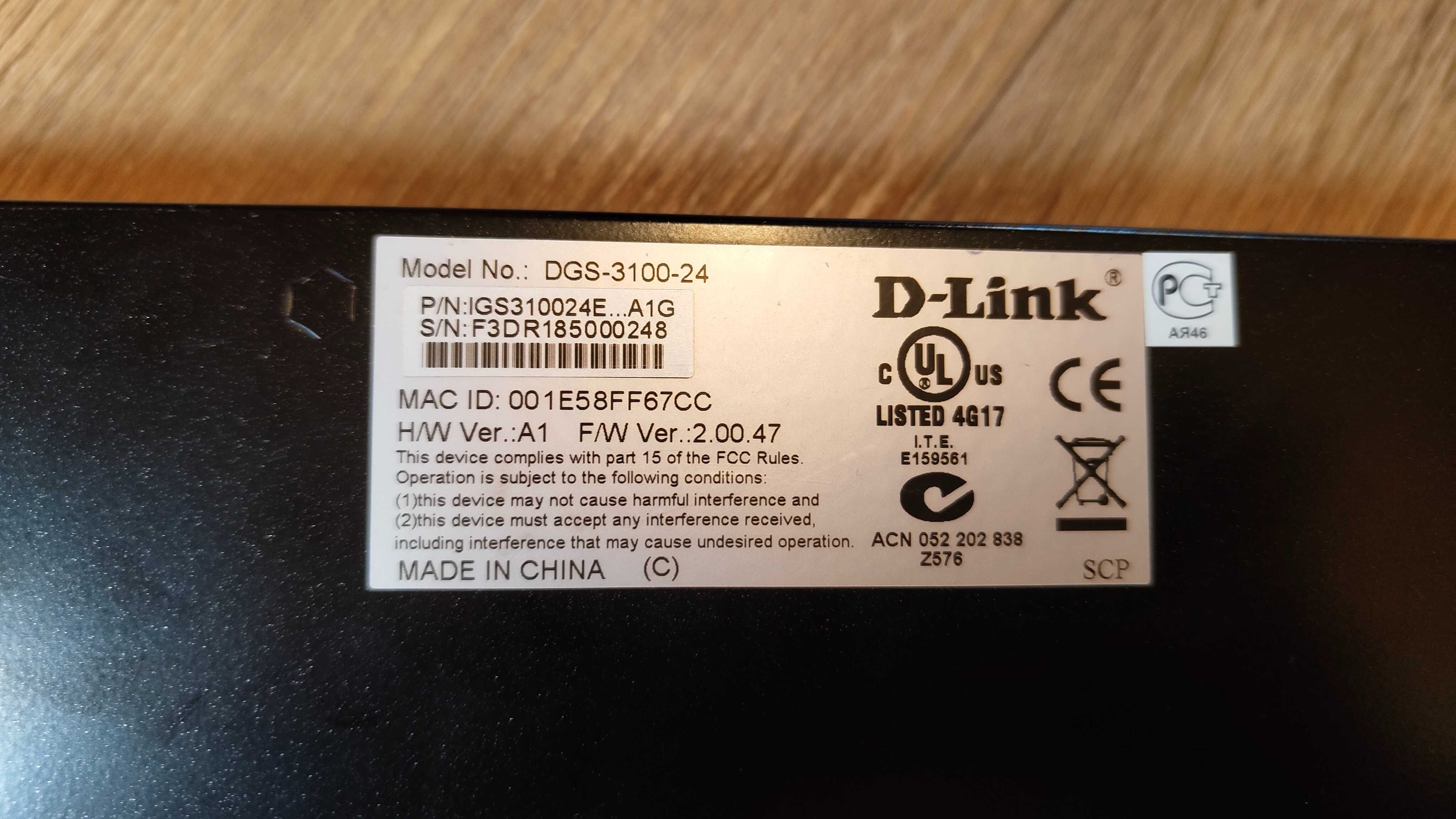 Комутатор D-link dlink DGS-3100-24