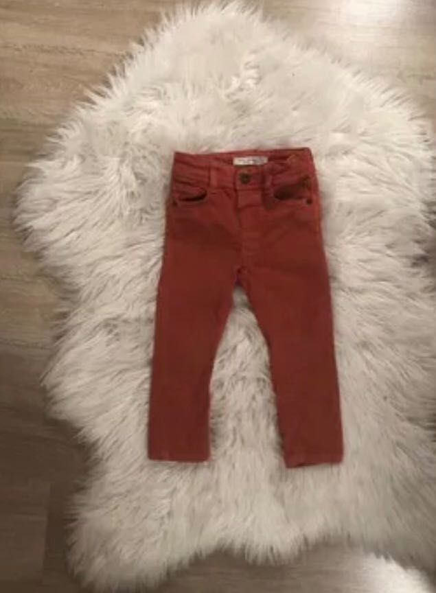 Spodnie skinny jeansy cegła name it 92 rude brąz święta