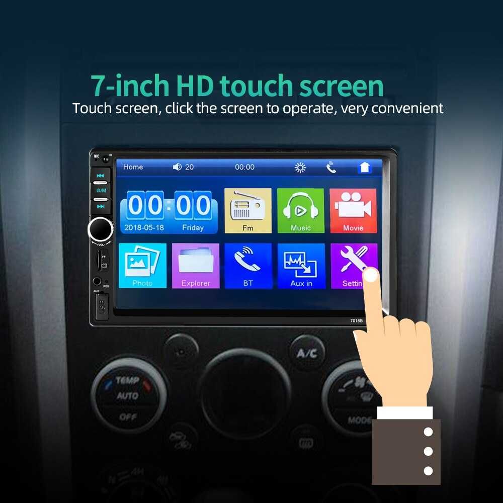 Auto-Rádio USB áudio vídeo Toque LCD 7" 2din Bluetooth AUX Mirror link