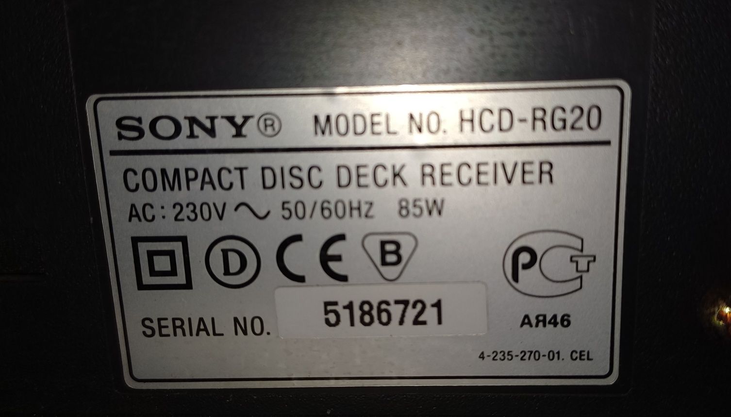 Wieża sony model HCD-RG20