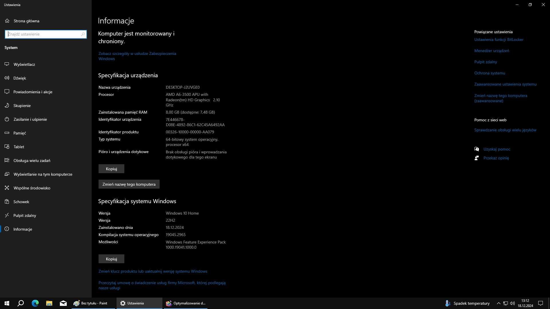 Komputer Asus z Windows 10