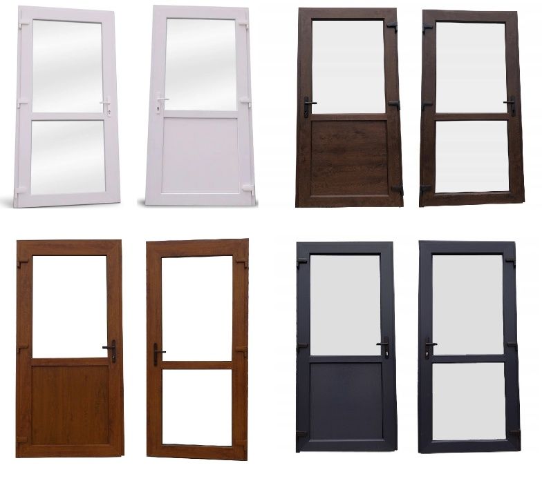 Drzwi PCV 900x2000 antracyt Nowe Zewn. sklepowe taras biuro od ręki