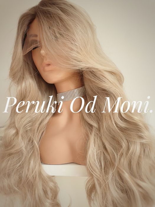 Peruka jasny popielaty blond z naturalny popielaty odrost