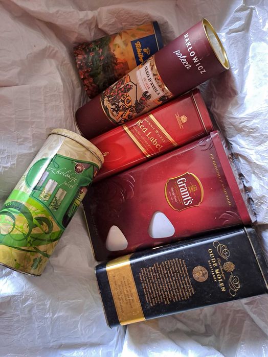 6 blaszanych pudelek