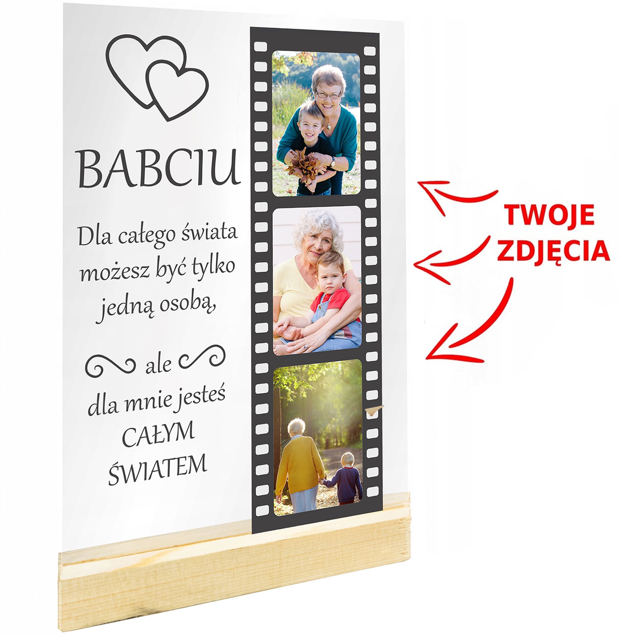 Ramka ze zdjęciem na szkle dzień babci dla babci personalizowany