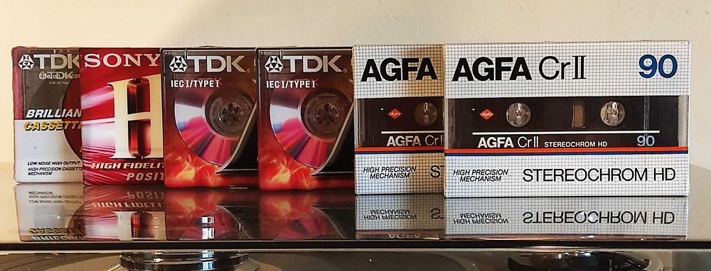 Kasety magnetofonowe BOX 6szt. chrom,normal TDK,AGFA,SONY