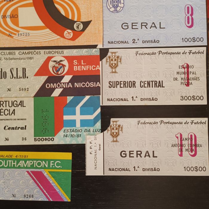 Bilhetes futebol antigos