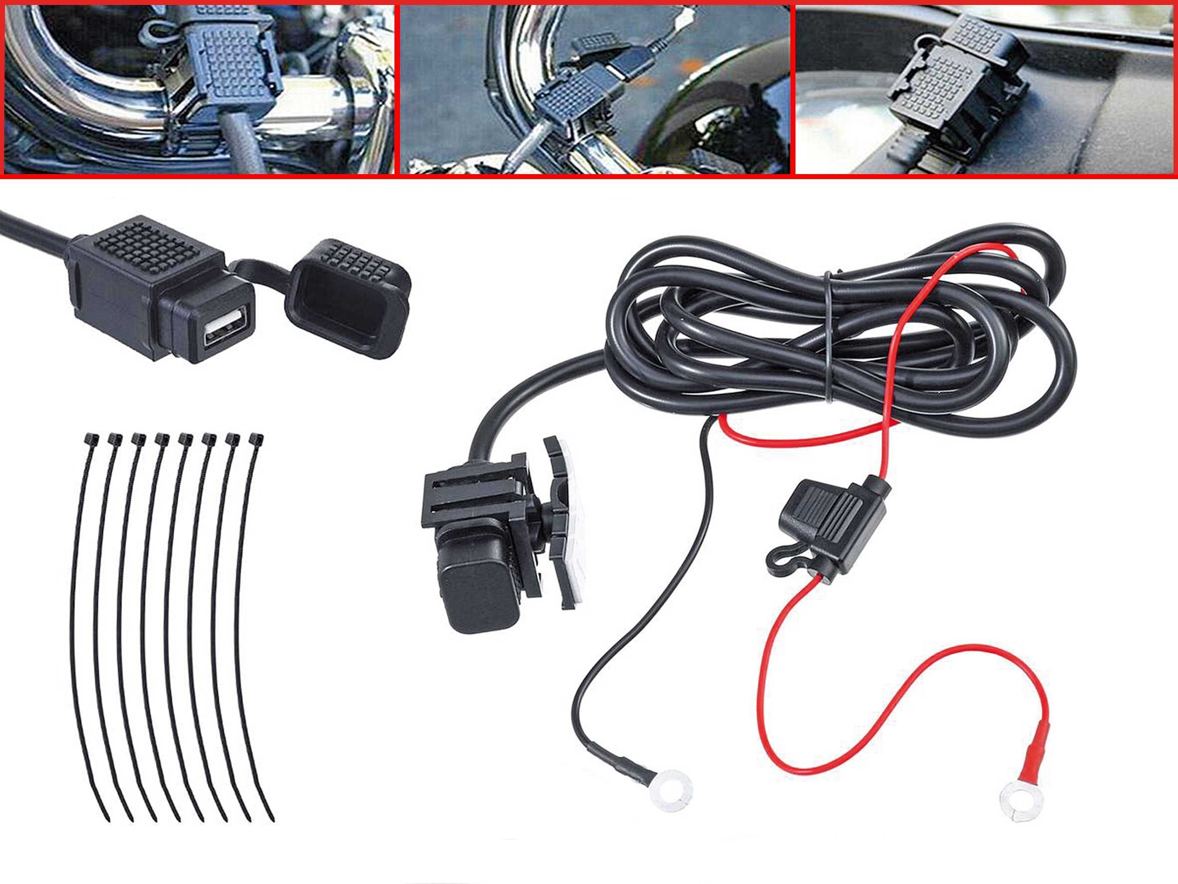 Carregador Universal 2.1A Motociclo Impermeável 1 USB com Fusível ABS