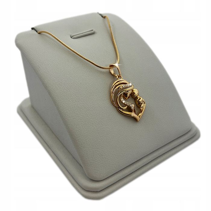 Złoty Naszyjnik Stal Chirurgiczna Łańcuszek Żmijka + Zawieszka Z Cyrko