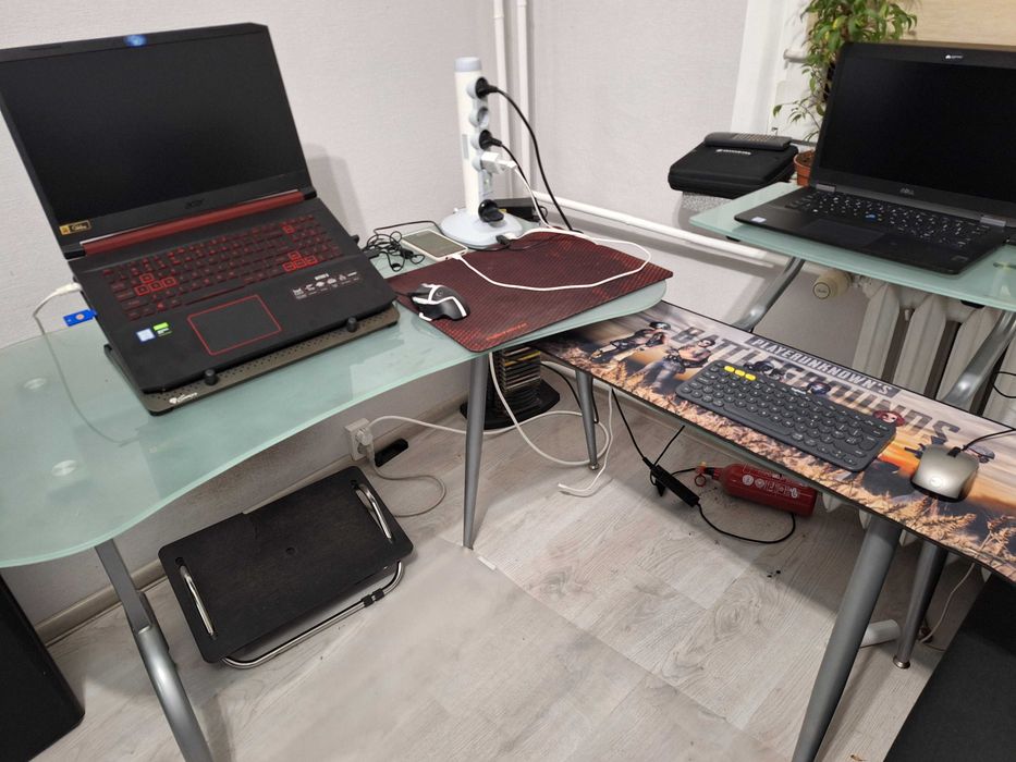 Biurko komputerowe szklane składane Aluminium 120x60 - 240x60