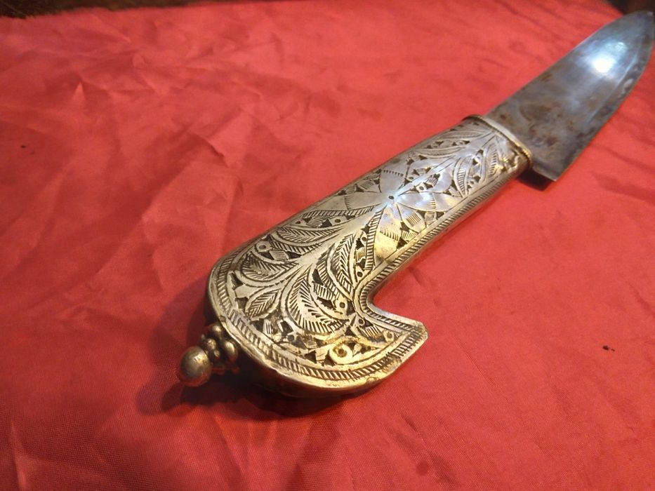 Faca antiga de colecção  em prata e aço