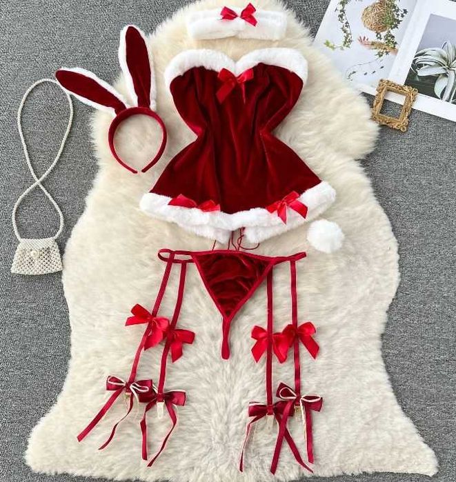 Костюм снегурочки, зайки , новогодний, рождественский эротичний костюм