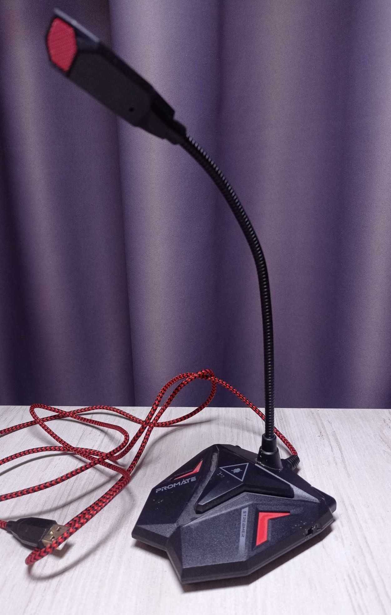 Микрофон Promate Streamer LED, USB Maroon (streamer.maroon).