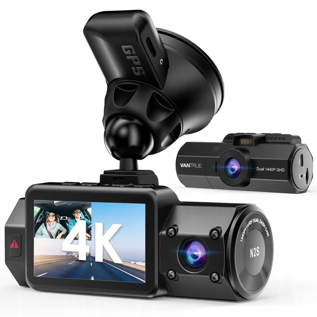 Wideorejestrator Kamera PRZÓD + WNĘTRZE GPS 4K IR NightVision DASH CAM