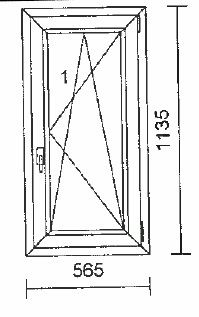 Okno PCV kol. biały wymiar szer. 565 x wys. 1135