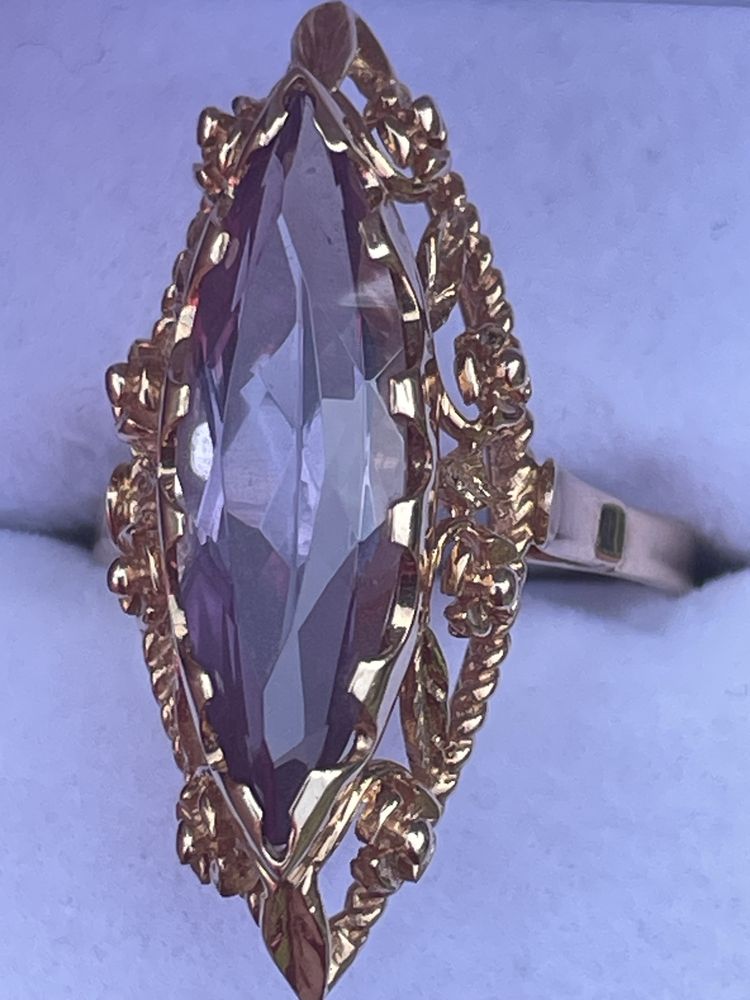 Перстень,кольцо, золото ссср, Маркиз, александрит, 583 пробы