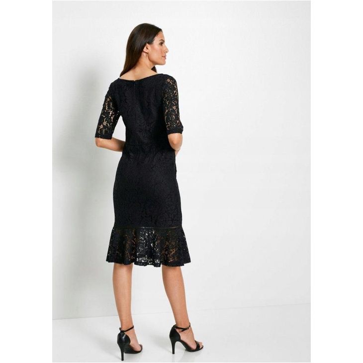 bonprix czarna koronkowa ołówkowa krótka sukienka damska midi 40-42