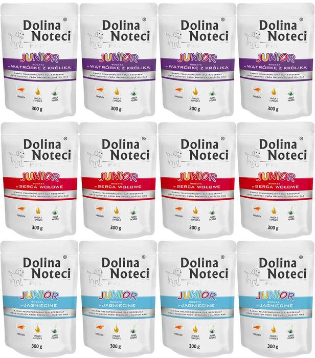 Mokra karma dla psa Junior Dolina Noteci Premium MIX 12x300g