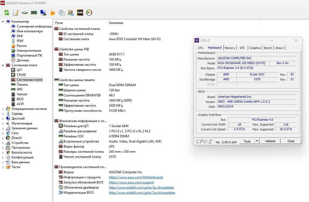 Материнская плата Asus ROG Crosshair VIII Hero (Wi-Fi) (am4)