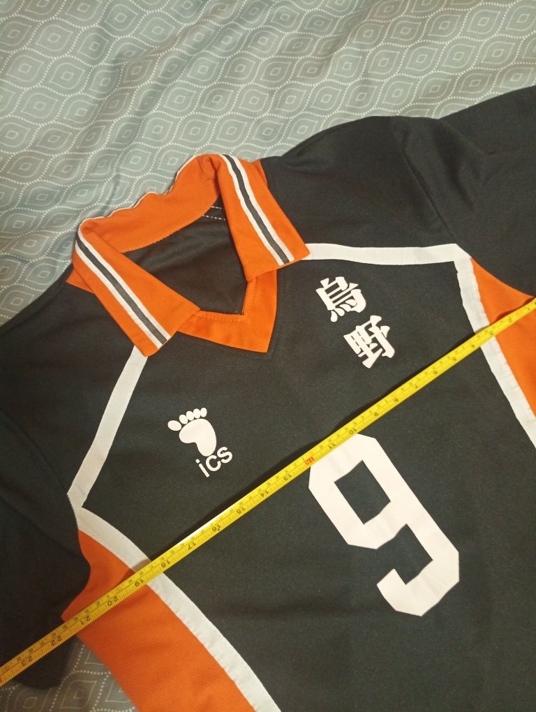 Haikyuu! Karasuno High School Jersey #9 Black Orange Cosplay