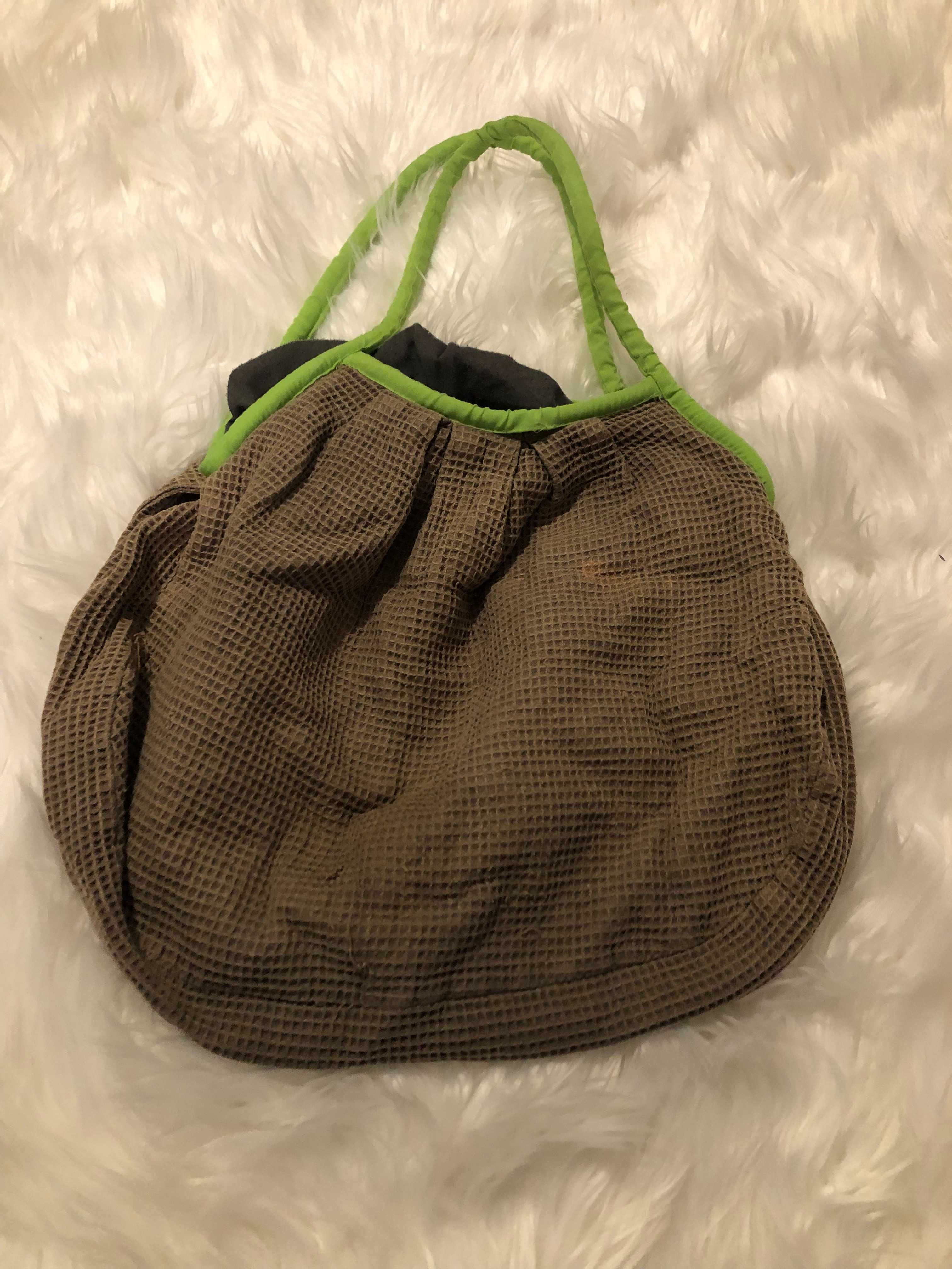 mala verde zara de pano
