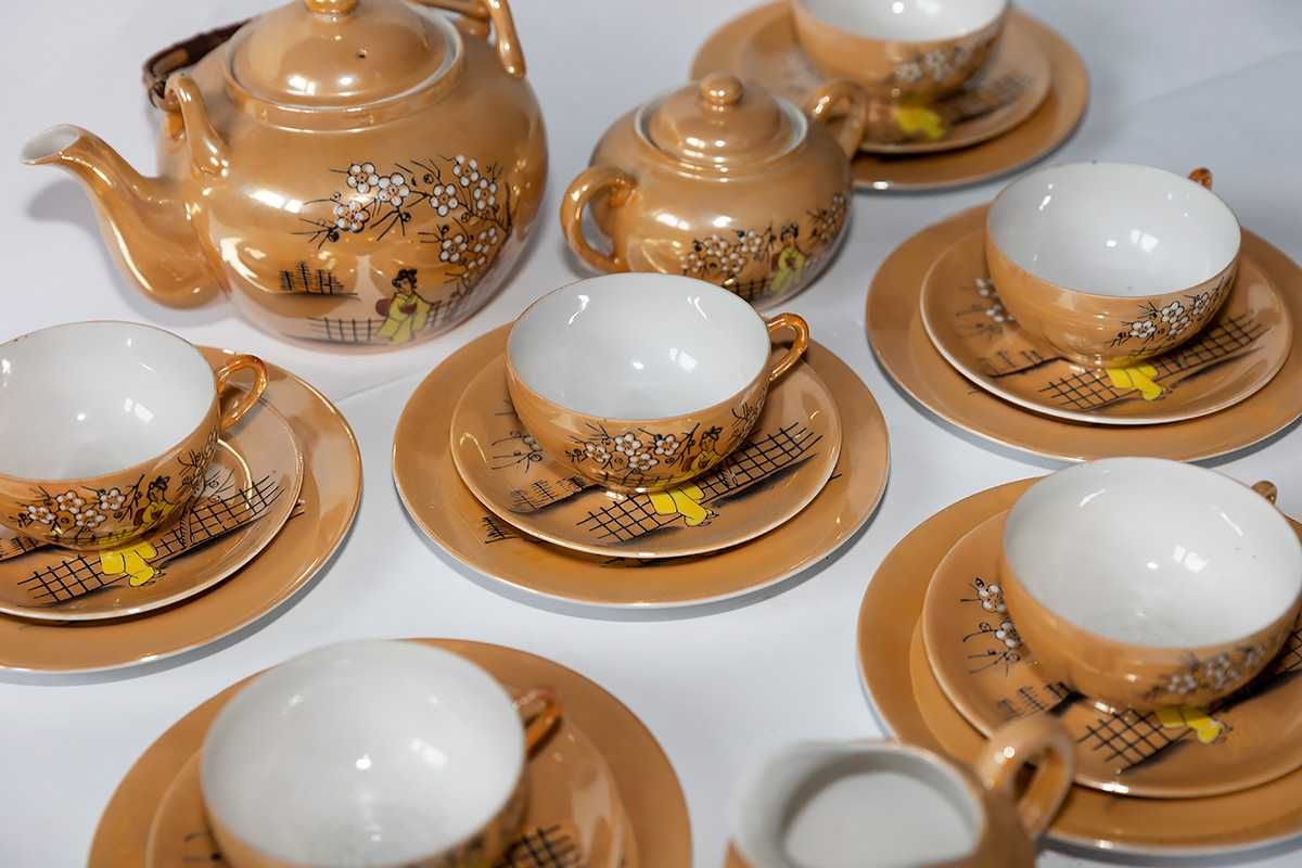 Porcelana chińska filiżanki talerzyki dzbanek herbata antyk