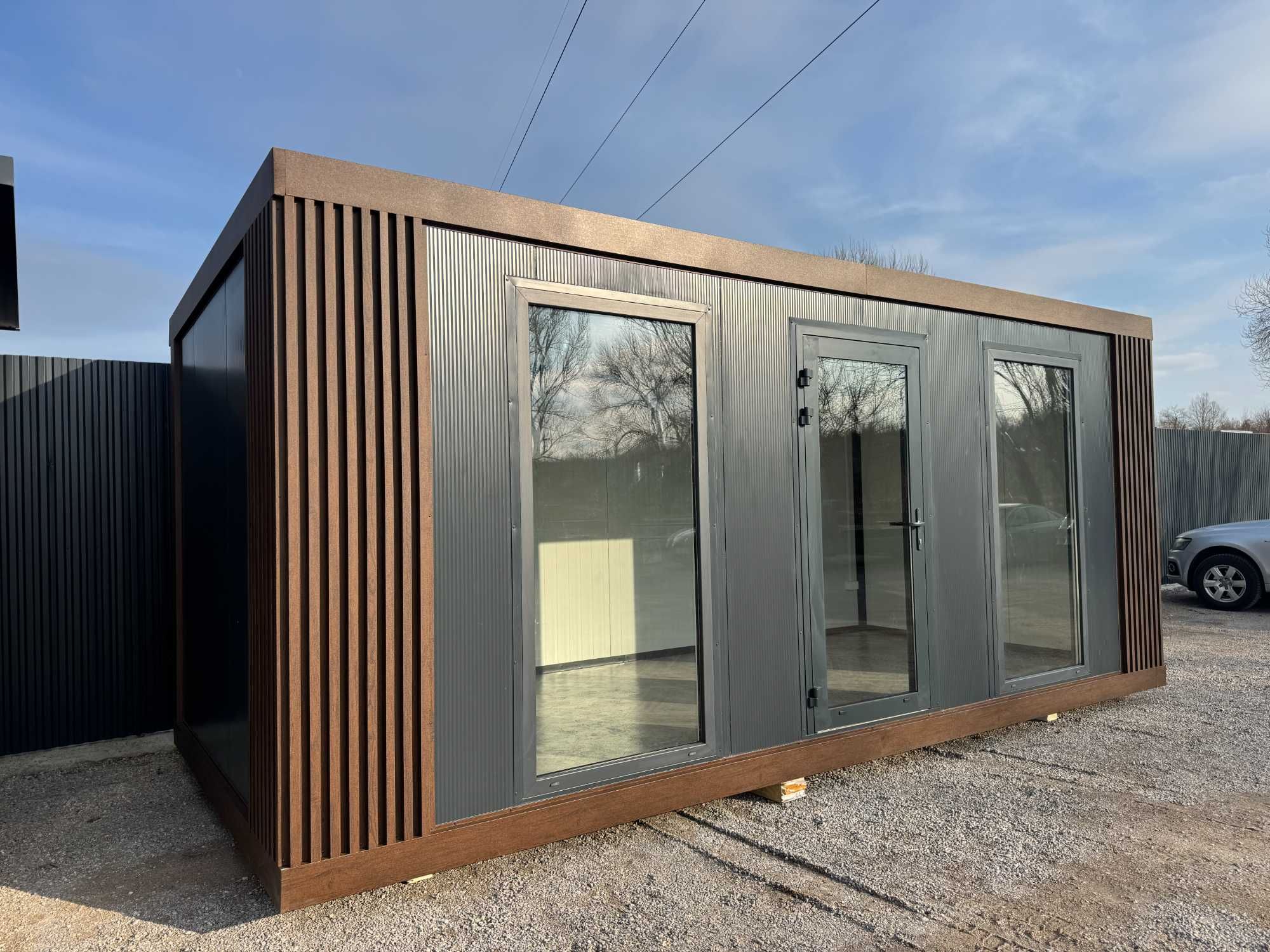 Pawilon handlowy 6x2,80 grafit obróbki i lamele orzech